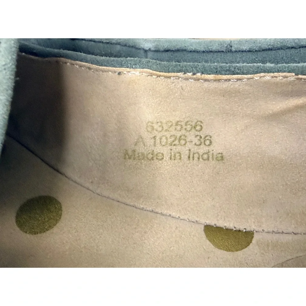 Boden Womens Embroidered Suede Loafers Teal Floral Pointed Toe Flats 36 632556 6 - Picture 6 of 8